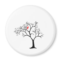 Cardinal Red Bird in Snowy Winter Tree magnets