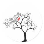 Cardinal Red Bird in Snowy Winter Tree Stickers