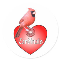 Cardinal Red Heart stickers