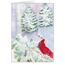 Cardinal Watercolor Christmas Card