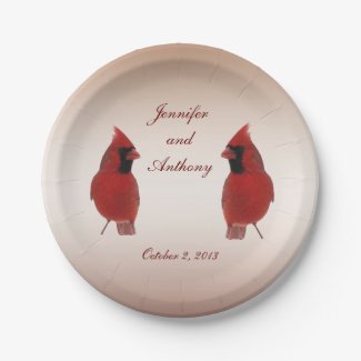 Cardinal Wedding 7 inch Paper Plate