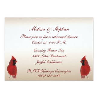 Cardinal Wedding Rehearsal Dinner 5" X 7" Invitation Card