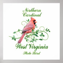 Cardinal West Virginia State Bird Poster