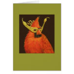 cardinal with maple seed mask card