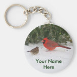 Cardinal with Sparrow Keychain