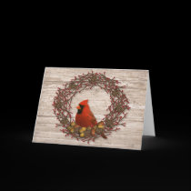 Cardinal Wreath Christmas Card cards