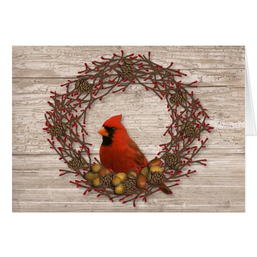 Cardinal Wreath Christmas Card Zazzle
