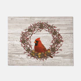 Cardinal Wreath Door Mat Doormat