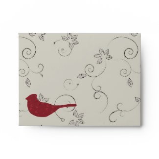 Cardinals and Flowering Vines Envelope envelope