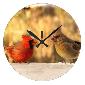 Cardinals in Autumn Clock