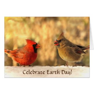 Cardinals in Autumn Earth Day Greeting Card
