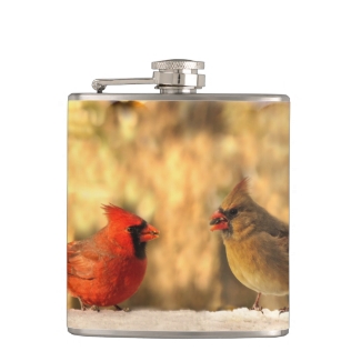 Cardinals in Autumn Flask