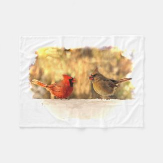 Cardinals in Autumn Fleece Blanket