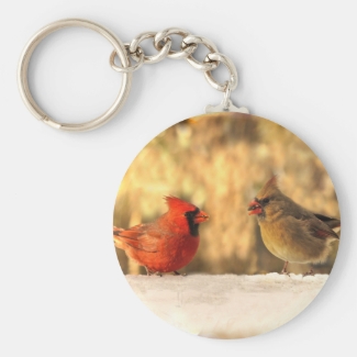 Cardinals in Autumn Keychain
