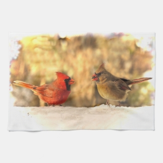 Cardinals in Autumn Kitchen Towel