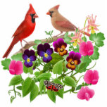 Cardinals in Wild Flowers Ornament Photo Cutouts