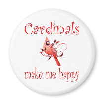 Cardinals Make Me Happy Fridge Magnet