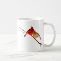 cardinals on a branch coffee mug