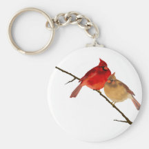cardinals on a branch keychains