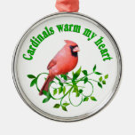 Cardinals warm my Heart Christmas Tree Ornaments