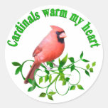 Cardinals warm my Heart Round Sticker