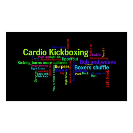 Cardio Kickboxing Word Cloud Business Cards