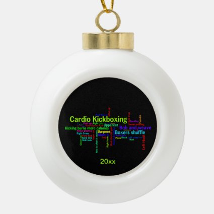 Cardio Kickboxing Word Cloud Ceramic Ball Christmas Ornament