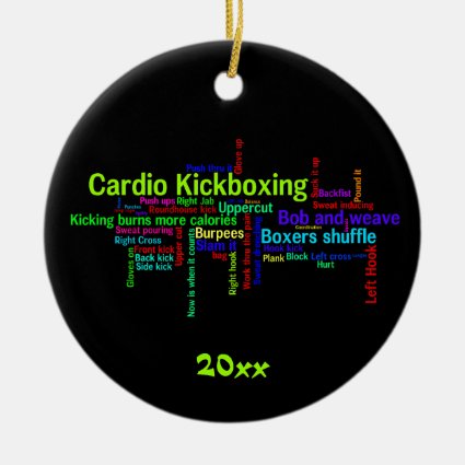 Cardio Kickboxing Word Cloud Double-Sided Ceramic Round Christmas Ornament