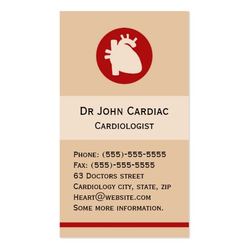Cardiology or cardiac surgeon business card (front side)