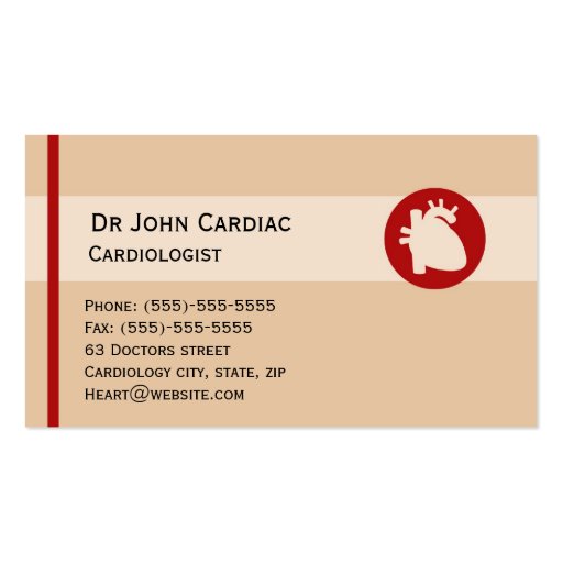 Cardiology or cardiac surgeon business card (front side)