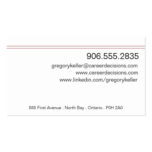 Career Development Business Card - Professional (back side)