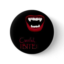 Careful, I BITE! Button (black)