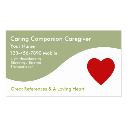 Caregiver Business Cards (front side)