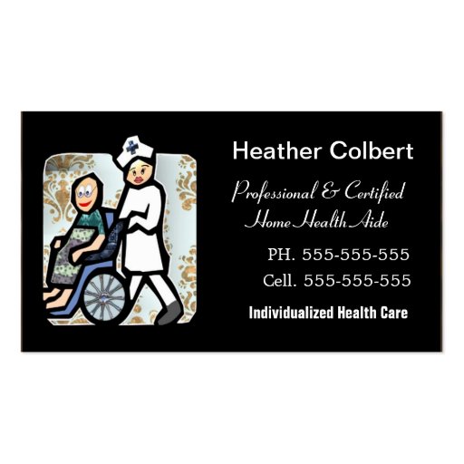 Caregiver Cute Professional Business Card Templates (front side)