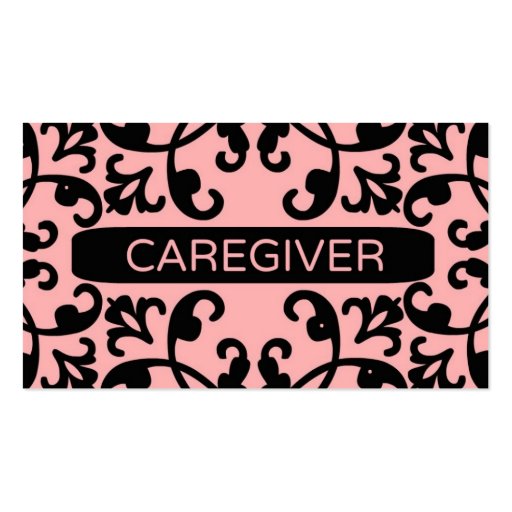 Caregiver Damask Business Card (front side)