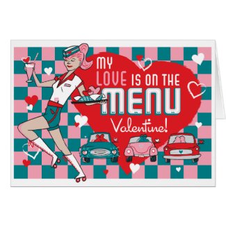 Carhop Retro Drive-In Valentine Card -Customizable