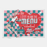 Carhop Retro Drive-In Valentine Kitchen Towel