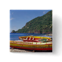 Caribbean, BWI, St. Lucia, Sailboats, Soufriere. Pinback Button