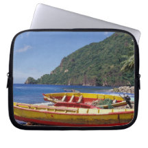 Caribbean, BWI, St. Lucia, Sailboats, Soufriere. Computer Sleeve