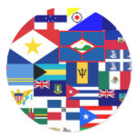 caribbean flags round stickers