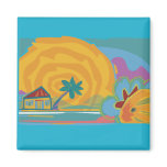 Caribbean Island Sun Fridge Magnet