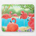 Caribbean Pink Flamingos Mousepad