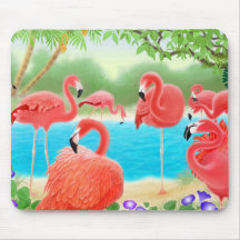 Caribbean Pink Flamingos Mousepad
