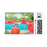 Caribbean Pink Flamingos Postage