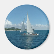Caribbean Sailboat, I'd rather be sailing! Fridge Magnets