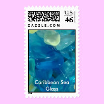 Caribbean Sea Glass Blue and Yellow stamps