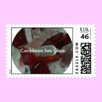 Caribbean Sea Glass Red stamps