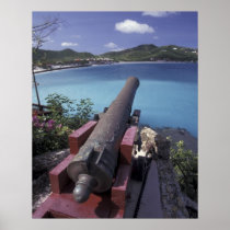 CARIBBEAN, St. Barts, Connon aiming into Bay of