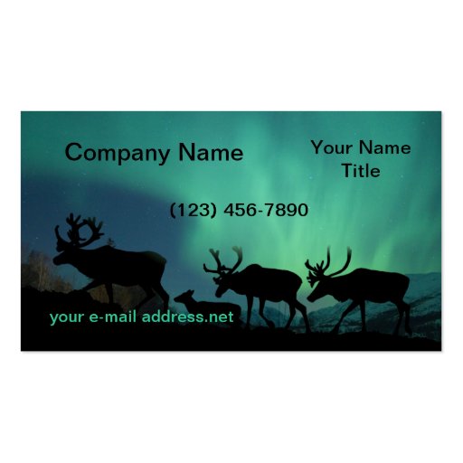 Caribou and Northern Lights Business Card (front side)