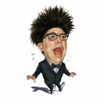 Caricature- man in black suit -scream photo sculpture